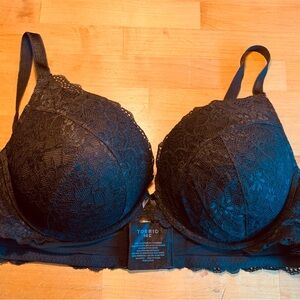 Torrid Sexy Black Lace Plunge Push Up Bra
